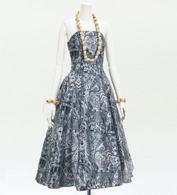 Hula Midi Dress with Kahiko&Moana Print / Luxury Collection / Gray / J2755gy
