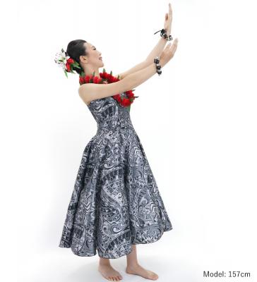 Hula Midi Dress with Kahiko&Moana Print / Luxury Collection / Gray / J2755gy
