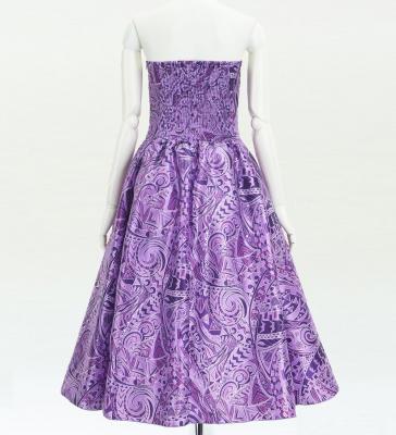 Hula Midi Dress with Kahiko&Moana Print / Luxury Collection / Purple / J2755pu