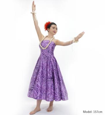 Hula Midi Dress with Kahiko&Moana Print / Luxury Collection / Purple / J2755pu