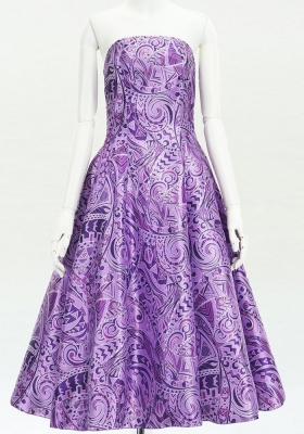Hula Midi Dress with Kahiko&Moana Print / Luxury Collection / Purple / J2755pu