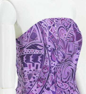 Hula Midi Dress with Kahiko&Moana Print / Luxury Collection / Purple / J2755pu