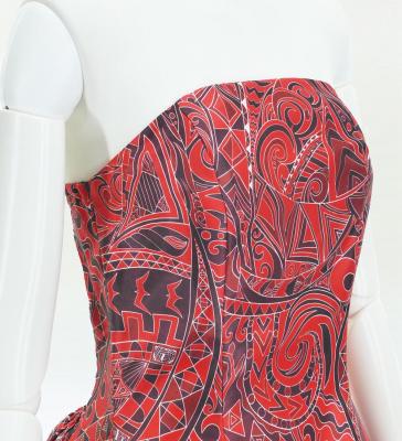 Hula Midi Dress with Kahiko&Moana Print / Luxury Collection / Red / J2755rd