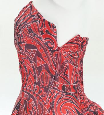 Hula Midi Dress with Kahiko&Moana Print / Luxury Collection / Red / J2755rd
