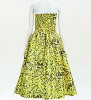 Hula Midi Dress with Kahiko&Moana Print / Luxury Collection / Yellow / J2755ye