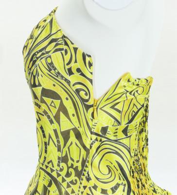 Hula Midi Dress with Kahiko&Moana Print / Luxury Collection / Yellow / J2755ye
