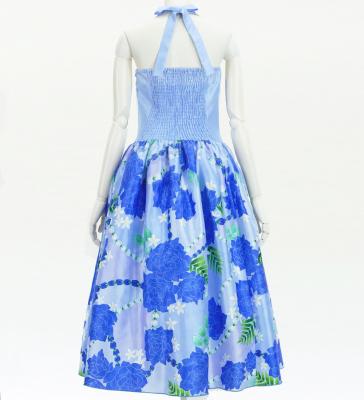Hula Midi Halterneck Dress with Loke Lani Print / Luxury Collection / Blue / J2759bl