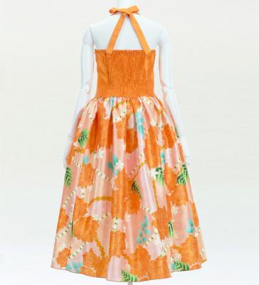Hula Midi Halterneck Dress with Loke Lani Print / Luxury Collection / Orange / J2759or