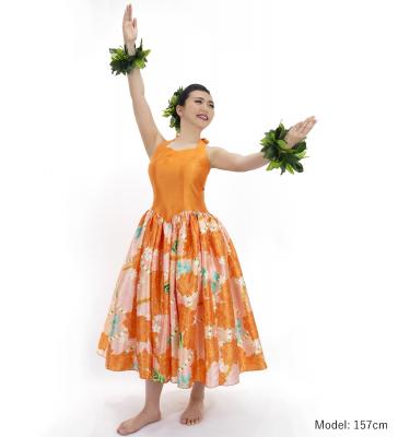 Hula Midi Halterneck Dress with Loke Lani Print / Luxury Collection / Orange / J2759or