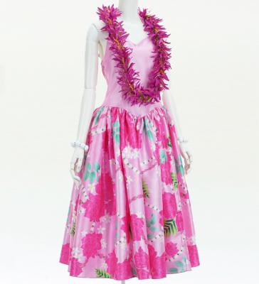 Hula Midi Halterneck Dress with Loke Lani Print / Luxury Collection / Pink / J2759pi