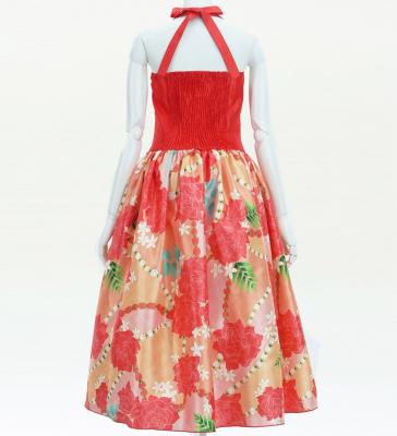 Hula Midi Halterneck Dress with Loke Lani Print / Luxury Collection / Red / J2759rd