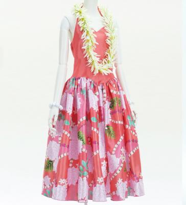 Hula Midi Halterneck Dress with Loke Lani Print / Luxury Collection / Salmon Pink / J2759spi