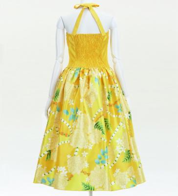 Hula Midi Halterneck Dress with Loke Lani Print / Luxury Collection / Yellow / J2759ye