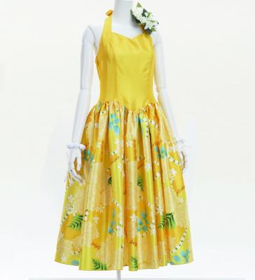 Hula Midi Halterneck Dress with Loke Lani Print / Luxury Collection / Yellow / J2759ye
