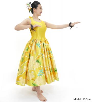 Hula Midi Halterneck Dress with Loke Lani Print / Luxury Collection / Yellow / J2759ye