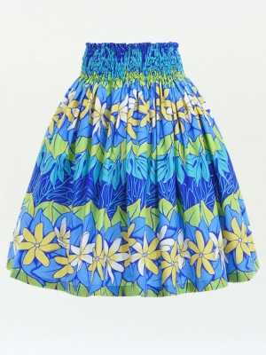 Hula Pa'u Skirt with Tiare Print / Blue / G2763