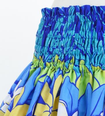 Hula Pa'u Skirt with Tiare Print / Blue / G2763