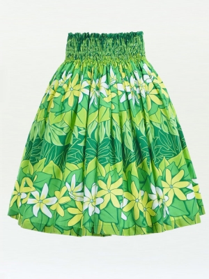 Hula Pa'u Skirt with Tiare Print / Green / J2765