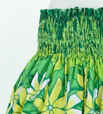 Hula Pa'u Skirt with Tiare Print / Green / J2765