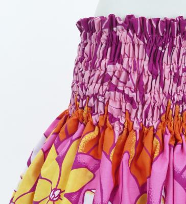 Hula Pa'u Skirt with Tiare Print / Red Purple / G2767