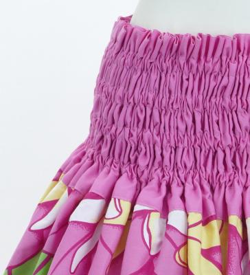 Hula Double & Reversible Pau Skirt with Tiare Print / Pink / G2772