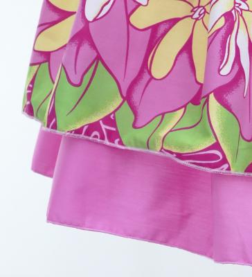 Hula Double & Reversible Pau Skirt with Tiare Print / Pink / G2772