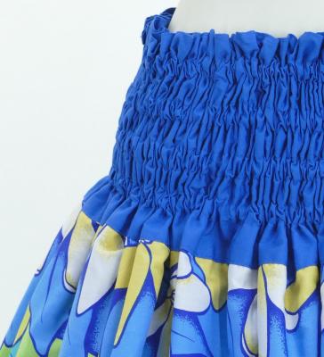 Hula Double & Reversible Pau Skirt with Tiare Print / Royal Blue / G2773