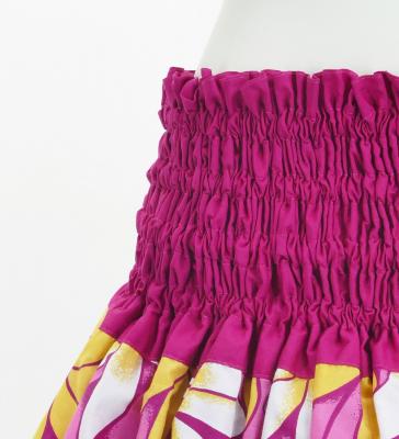 Hula Double & Reversible Pau Skirt with Tiare Print / Deep Rose / G2775