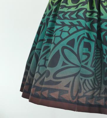 Hula Pa'u Skirt with Kahiko Print / Green&Brown / G2785