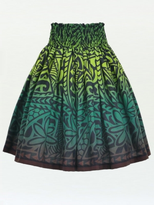 Hula Pa'u Skirt with Kahiko Print / Green&Brown / G2785