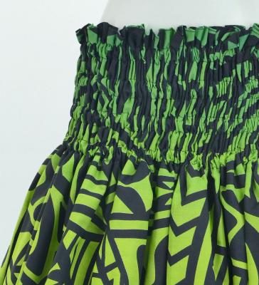 Hula Pa'u Skirt with Kahiko Print / Green&Brown / G2785
