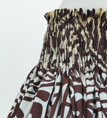 Hula Pa'u Skirt with Kahiko Print / Brown / G2787