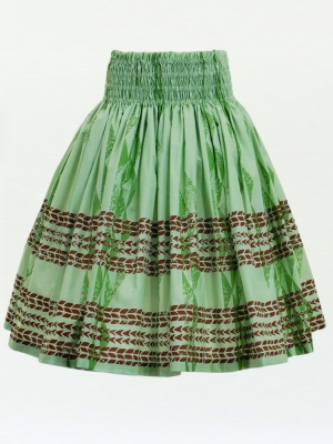 Hula Pa'u Skirt with Kahiko Print / Green / G2793