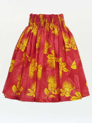 Hula Pa'u Skirt with Lehua Print / Red / G2797