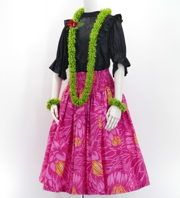 Hula Pa'u Skirt with Protea Print / Pink / G2803