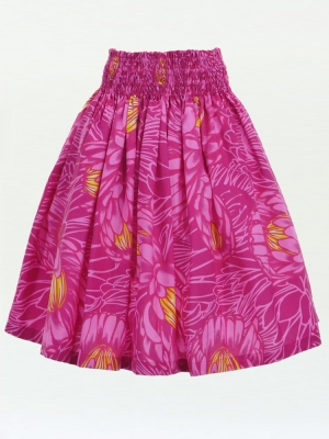 Hula Pa'u Skirt with Protea Print / Pink / G2803