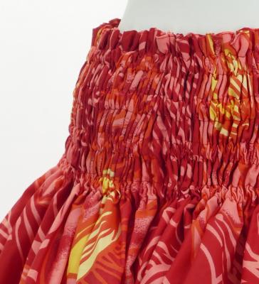 Hula Pa'u Skirt with Protea Print / Red / G2805