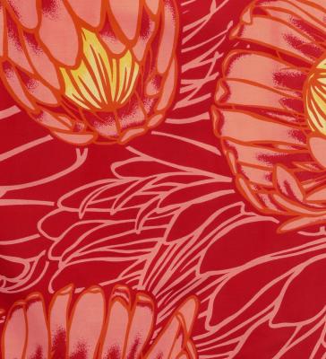 Hula Pa'u Skirt with Protea Print / Red / G2805