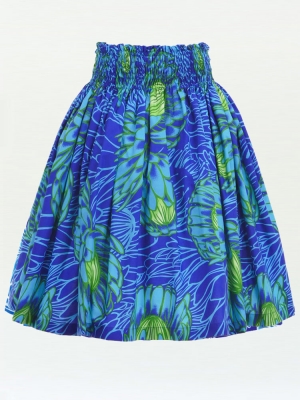 Hula Pa'u Skirt with Protea Print / Blue / G2807