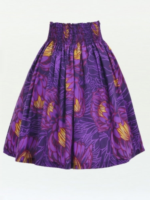 Hula Pa'u Skirt with Protea Print / Purple / G2811