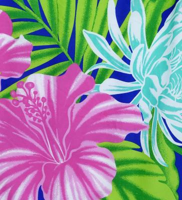 Hula Pa'u Skirt with Hawaiian Flower Print / Blue / G2817