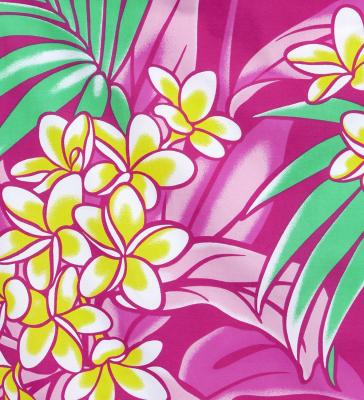 Hula Pa'u Skirt with Plumeria & Leaf Print / Pink / J2821