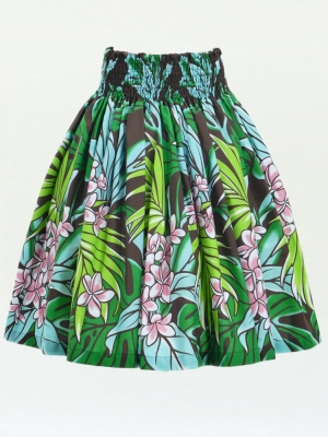 Hula Pa'u Skirt with Plumeria & Leaf Print / Brown / G2825