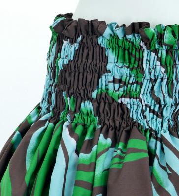 Hula Pa'u Skirt with Plumeria & Leaf Print / Brown / G2825