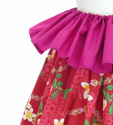 Tahitian Skirt with Plumeria Print / Red / G2835