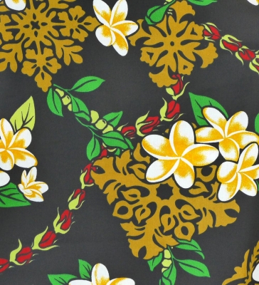 Tahitian Skirt with Plumeria Print / Black / G2836