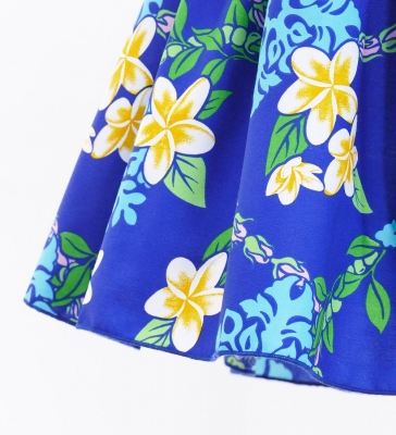 Tahitian Skirt with Plumeria Print / Blue / G2838