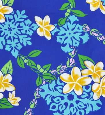 Tahitian Skirt with Plumeria Print / Blue / G2838
