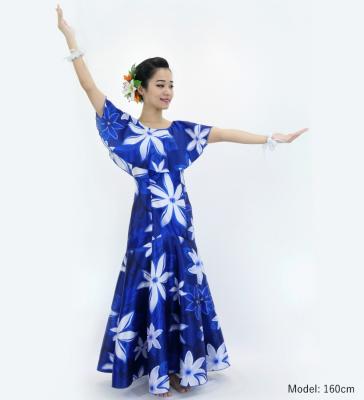 Hula Long Dress with Tiare Print / Luxury Collection / Navy / J2843nv