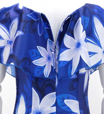 Hula Long Dress with Tiare Print / Luxury Collection / Navy / J2843nv